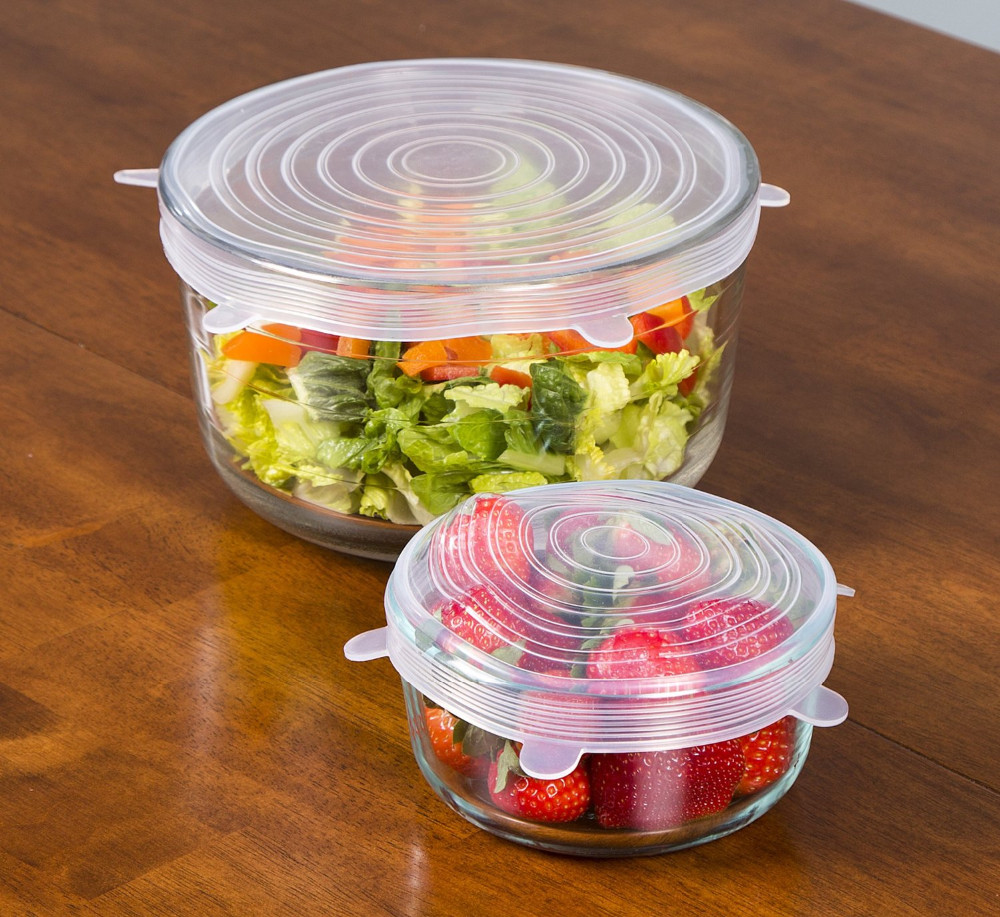 6 couvercles en silicone, extensibles, réutilisables, hermétiques, pour conservation des aliments, pour micro-ondes, pour la cuisine
