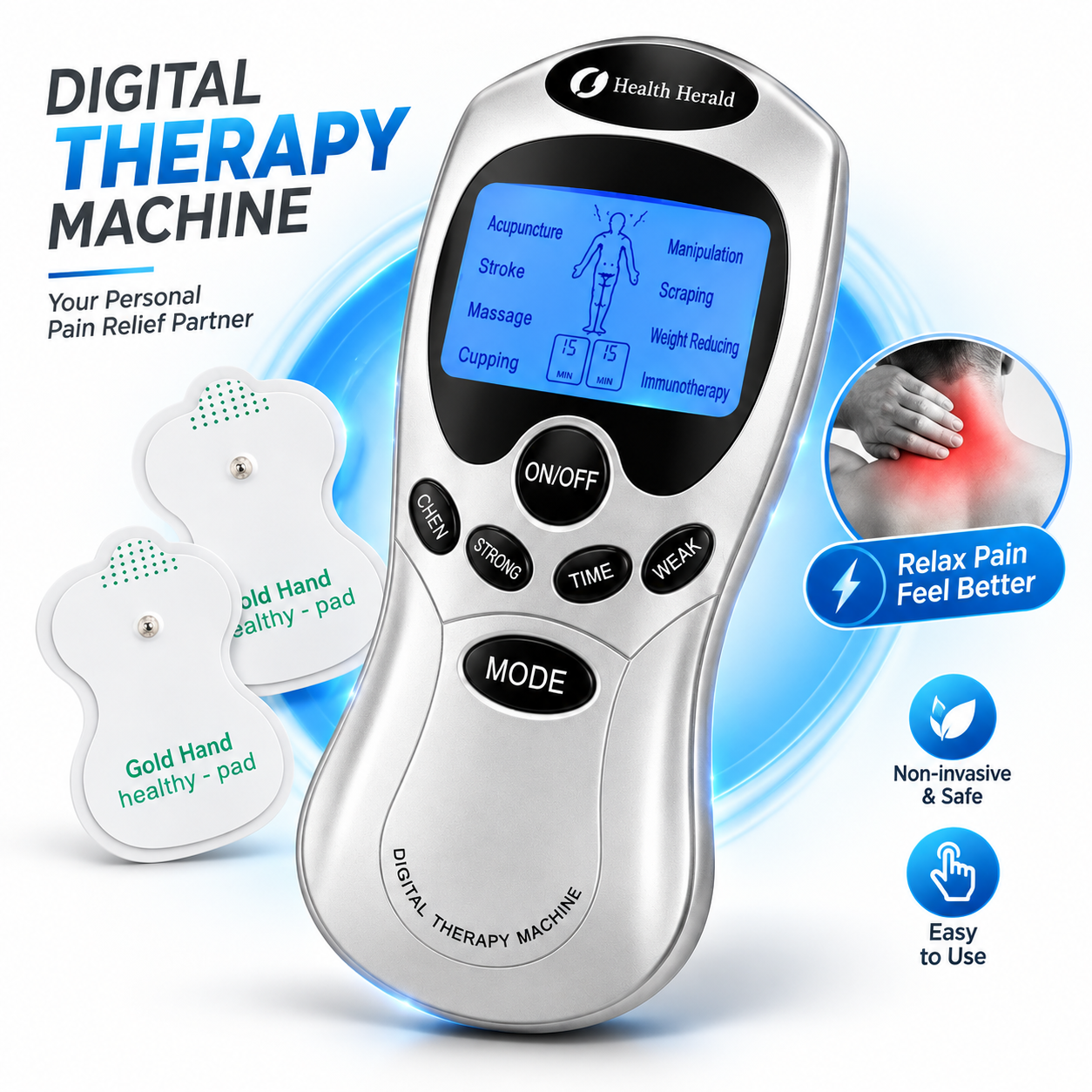 Appareil TENS Digital – 8 Modes de Stimulation جهاز التحفيز الكهربائي للعضلات