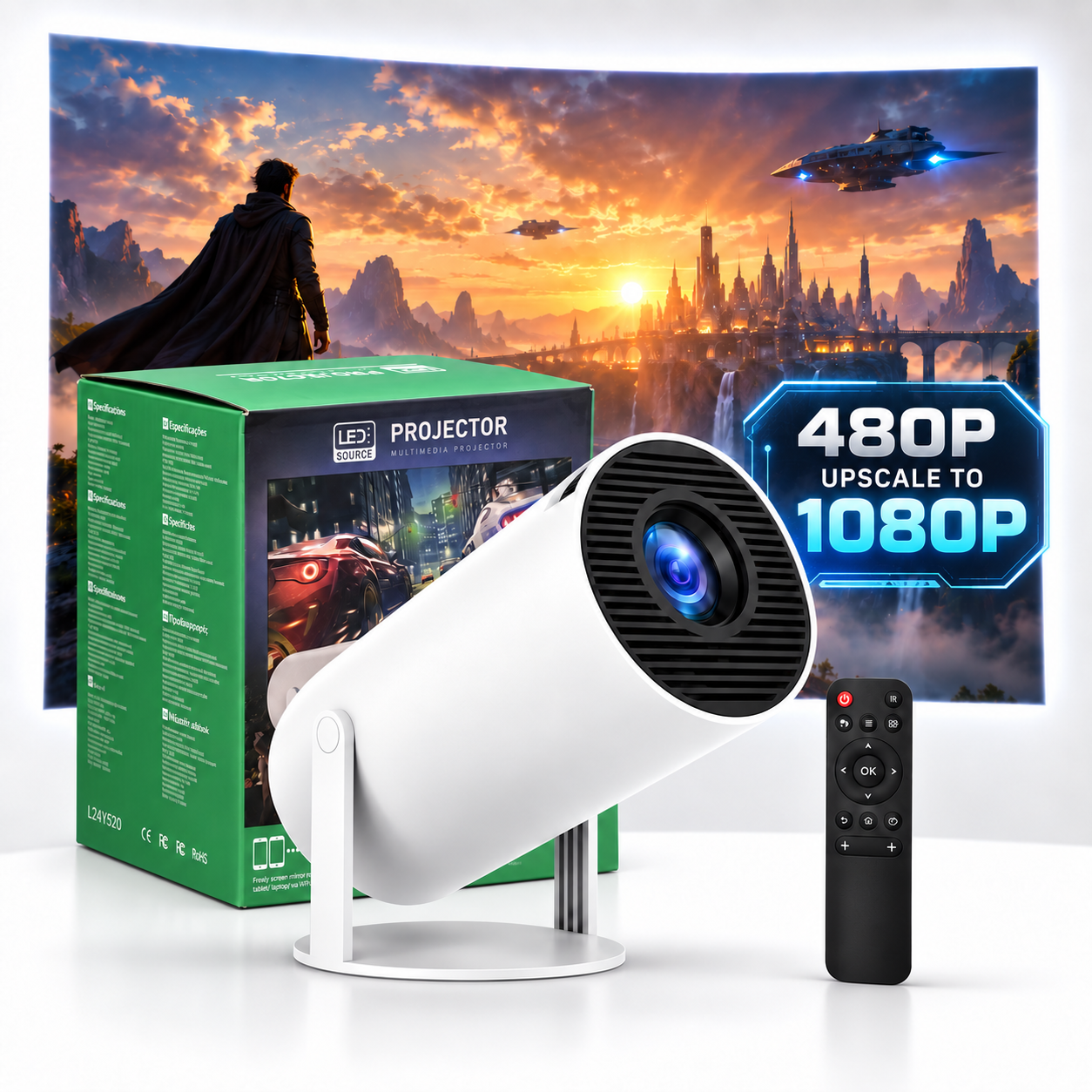 Mini Projector Multimédia Wifi Bleutooth 5.0 480p Up to 1080p - جهاز عرض ذكي ميني بروجكتر