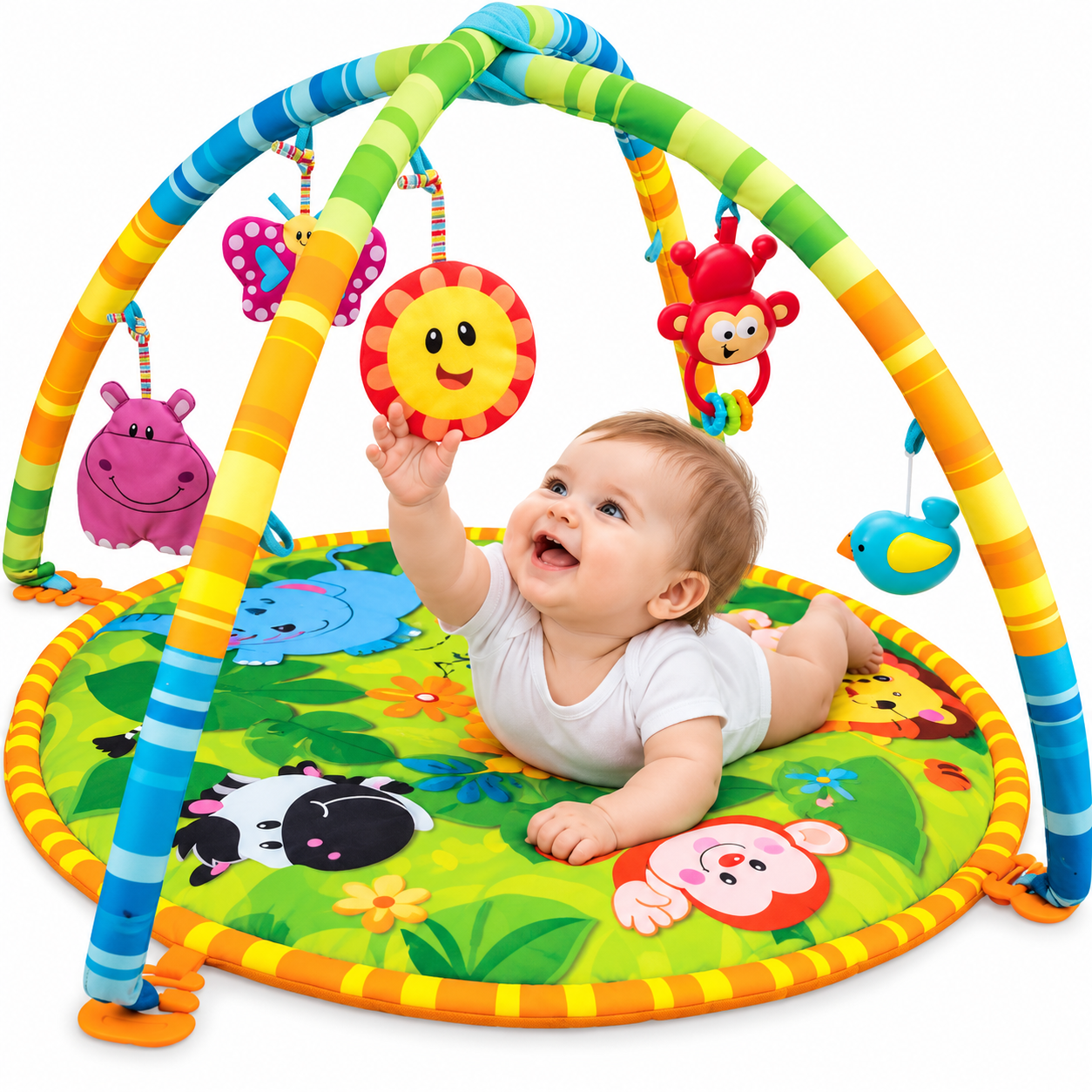 Tapis d’Éveil et d’Activités pour Bébé avec Arches 75×50 cm - بساط لعب وأنشطة للرضع بأقواس وألعاب معلّقة