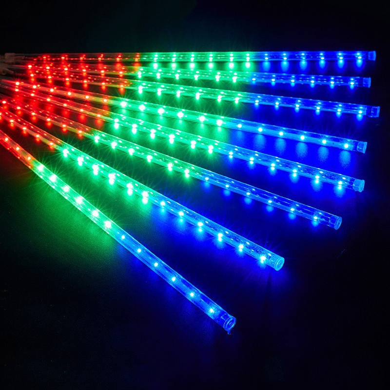 Lumière de Pluie de Météores LED RGB 8 Pièces pour Extérieur - أضواء شهب متساقطة ملونة لتزيين الحدائق والواجهات 8 قطع - Décoration - صورة 10