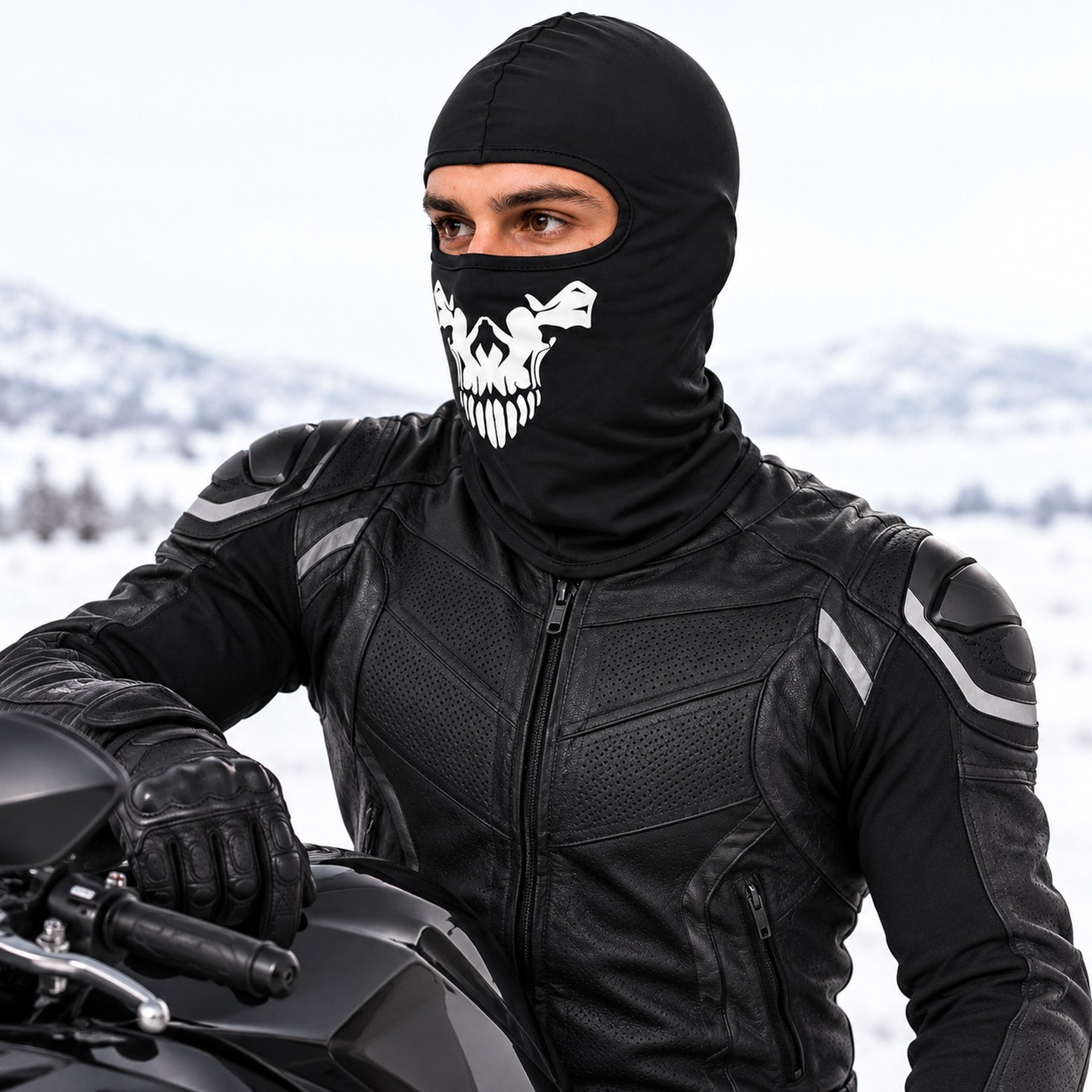 Cagoule d’Hiver Élastique avec Motif Crâne – قناع شتوي لسائقي الدراجات