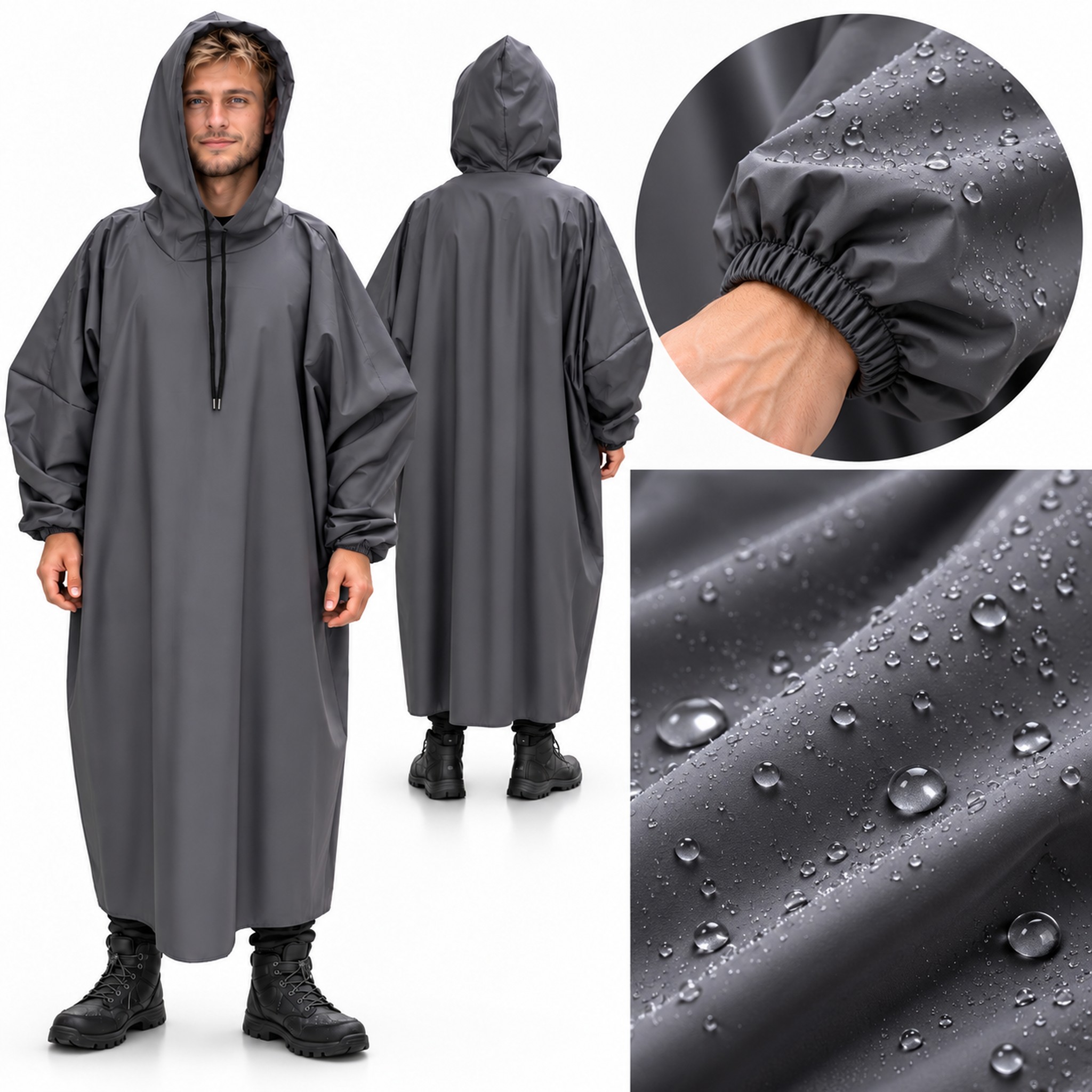 Poncho de Pluie à Capuche pour Conducteur de Vespa – معطف مطر طويل بقبعة لسائق السكوتر - Accessoires Auto/Moto - صورة 7