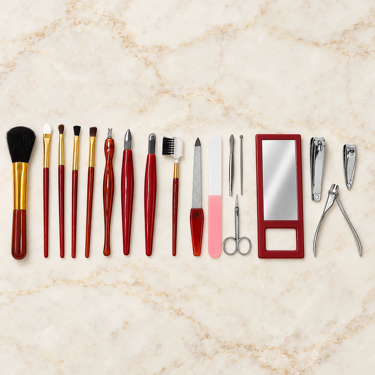Kit de Manucure, Pédicure et Maquillage 18 Pièces avec Pochette et Miroir - طقم العناية بالأظافر والمكياج 18 قطعة مع حقيبة ومرآة - Soins et Beauté - صورة 7