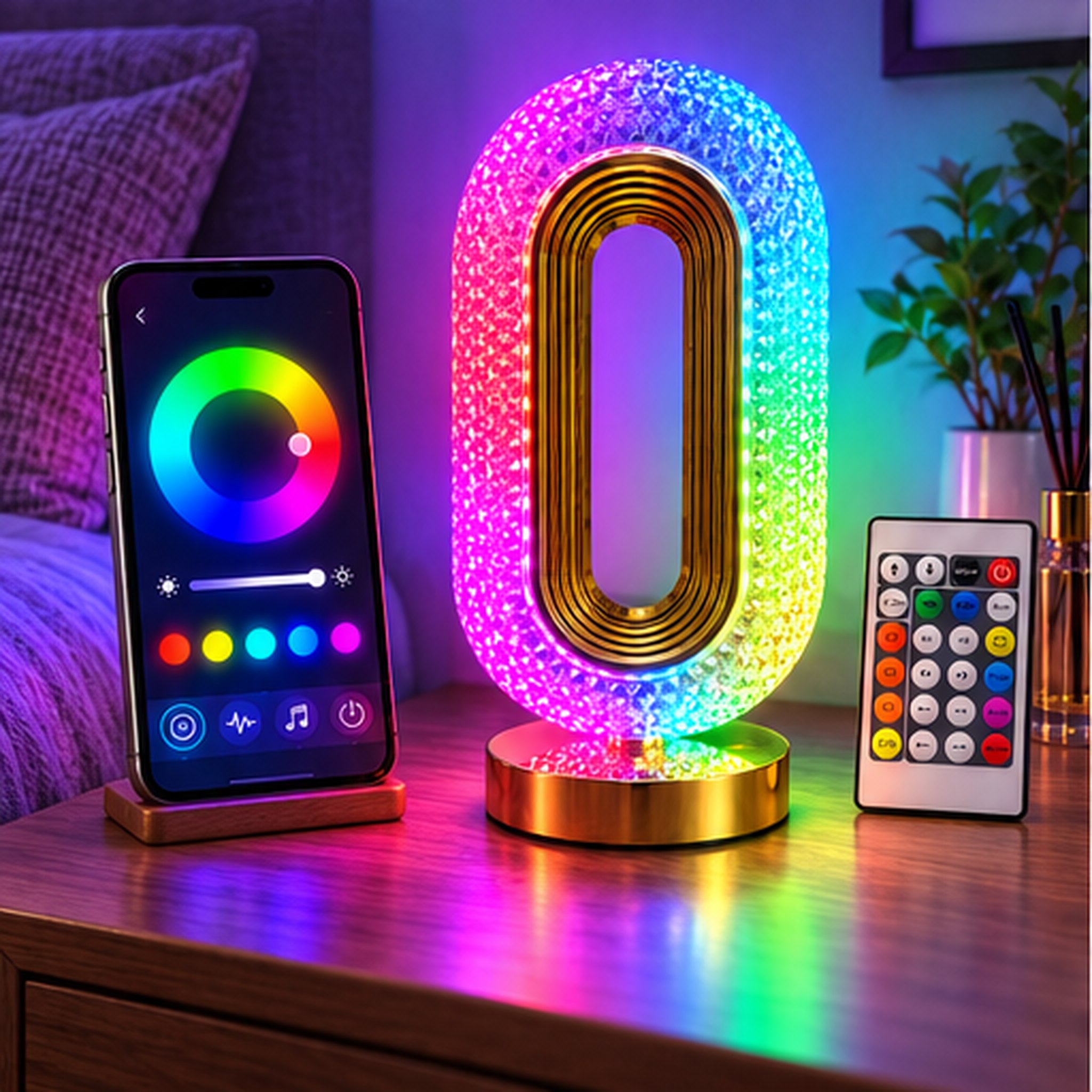 Lampe de Chevet LED RGB Forme Œil avec Télécommande et Contrôle par Application - مصباح ديكوري بشكل عين بإضاءة وتحكم بالريموت والهاتف
