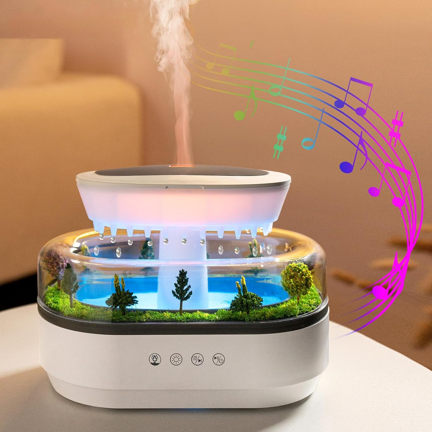 Humidificateur d'Air Effet Gouttes de Pluie et Diffuseur d'Huiles Essentielles - مرطب الهواء بتصميم قطرات المطر ونشر الزيوت العطرية