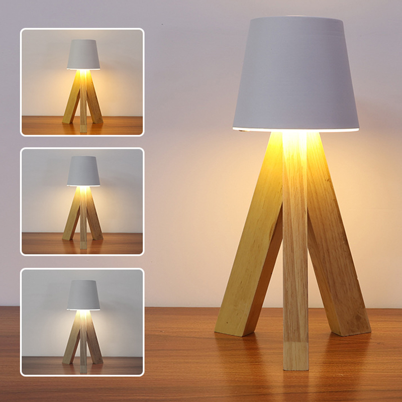 Lampe de Table LED Décorative en Bois, Rechargeable et Tactile — مصباح طاولة خشبي ديكوري قابل للشحن بالتحكم باللمس - Décoration - صورة 12