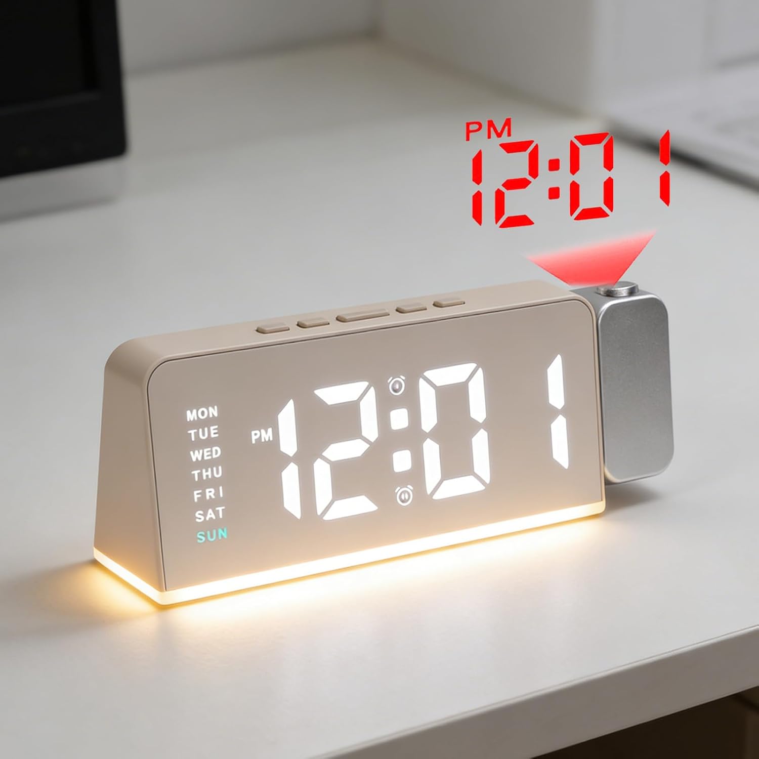 Réveil Numérique LED avec Projection au Plafond et Charge USB GH8055 - ساعة منبه رقمية مع عرض الوقت على السقف وشحن - Électronique - صورة 8