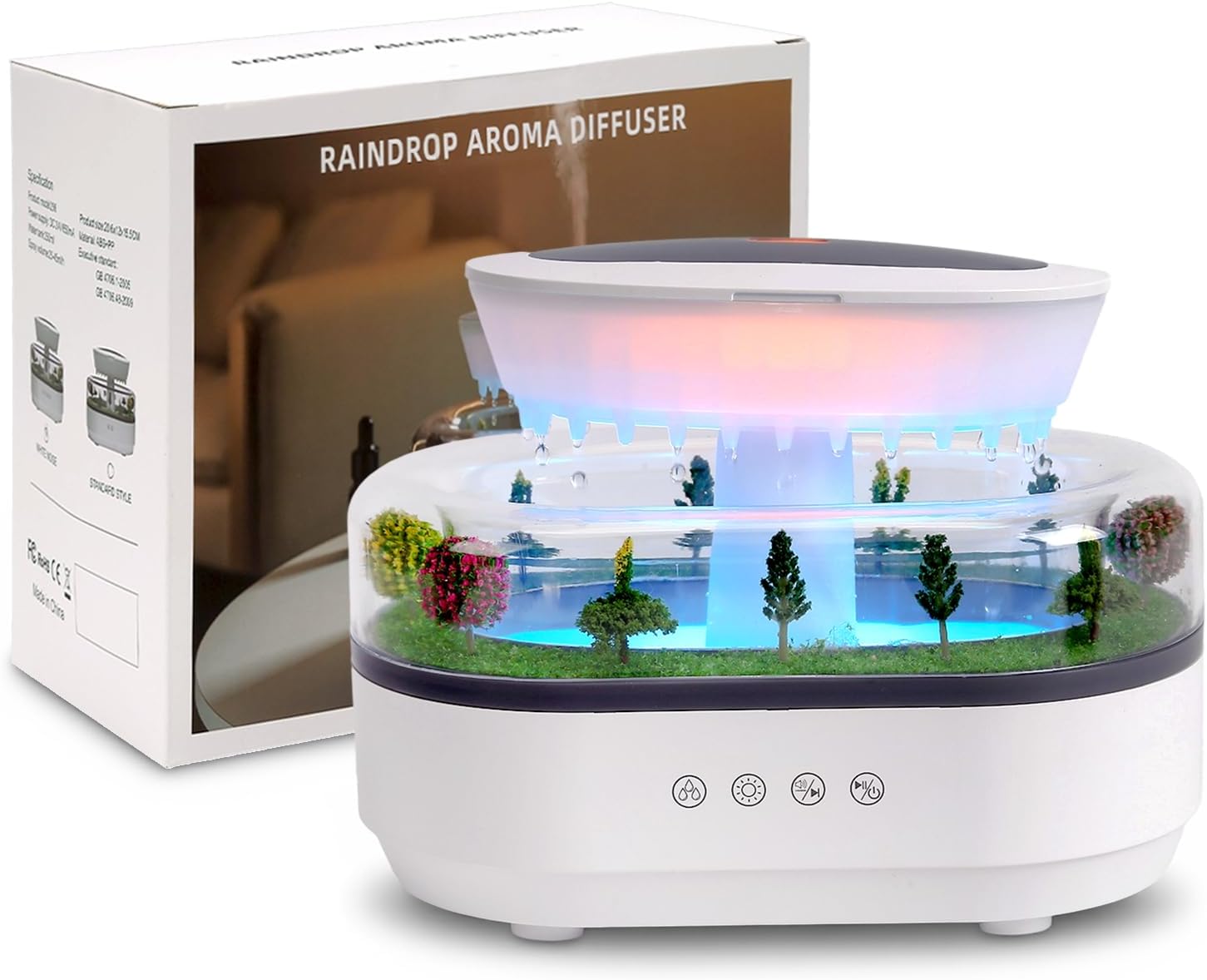 Humidificateur d'Air Effet Gouttes de Pluie et Diffuseur d'Huiles Essentielles - مرطب الهواء بتصميم قطرات المطر ونشر الزيوت العطرية