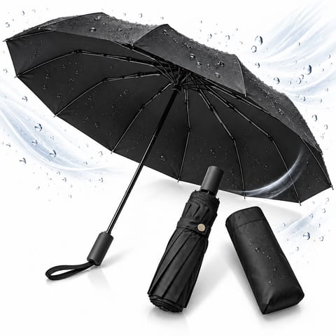 Parapluie Automatique Coupe-Vent avec Protection UV Black - مظلة أوتوماتيكية مقاومة للرياح وأشعة الشمس
