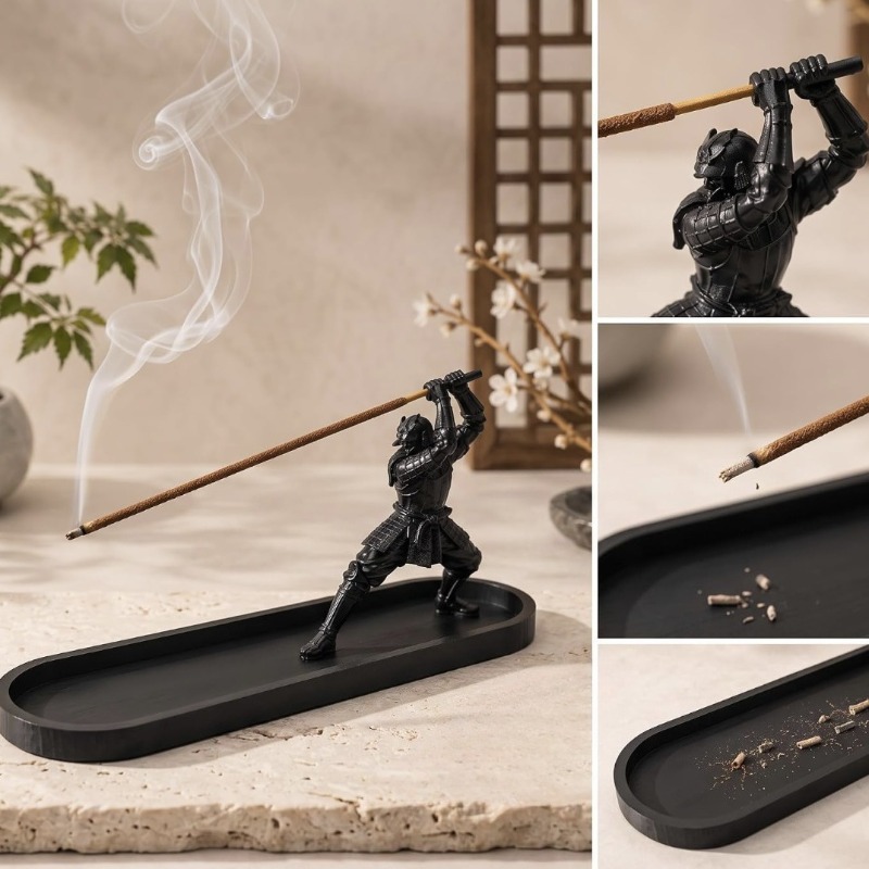 Porte-Encens Samurai Japonais avec Bac Récupérateur de Cendres - حامل بخور ساموراي ياباني مع صينية لجمع الرماد