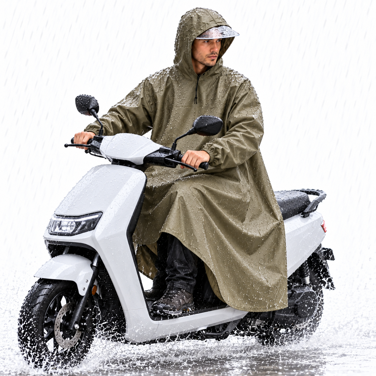 Tenue Imperméable Long avec Capuche Protection Complete - معطف مطر طويل مقاوم للماء