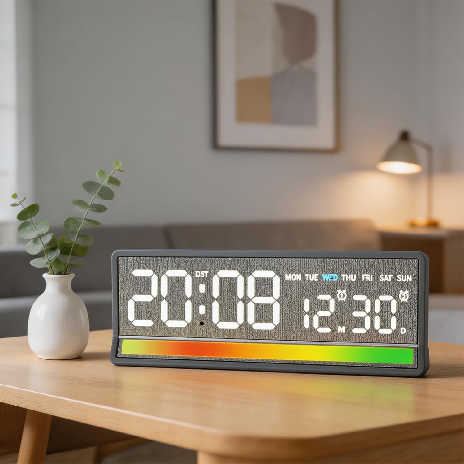 Horloge LED Numérique avec Éclairage Coloré Réactif au Son 5536 - ساعة رقمية بإضاءة ملونة تتفاعل مع الصوت