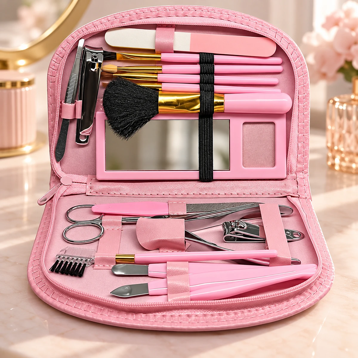 Kit de Manucure, Pédicure et Maquillage 18 Pièces avec Pochette et Miroir - طقم العناية بالأظافر والمكياج 18 قطعة مع حقيبة ومرآة - Soins et Beauté - صورة 10