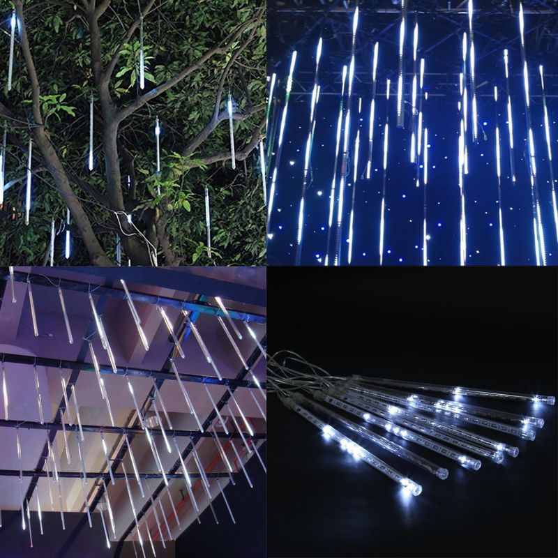 Lumière de Pluie de Météores LED Blanc 8 Pièces pour Extérieur - أضواء شهب متساقطة بيضاء لتزيين الحدائق والواجهات 8 قطع - Décoration - صورة 7