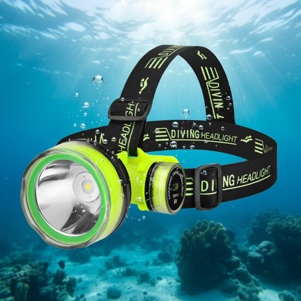 Lampe Frontale de Plongée LED Étanche 15m Distance 350m GM - مصباح رأس مقاوم للماء للغوص حتى عمق 15 متر - صورة 7