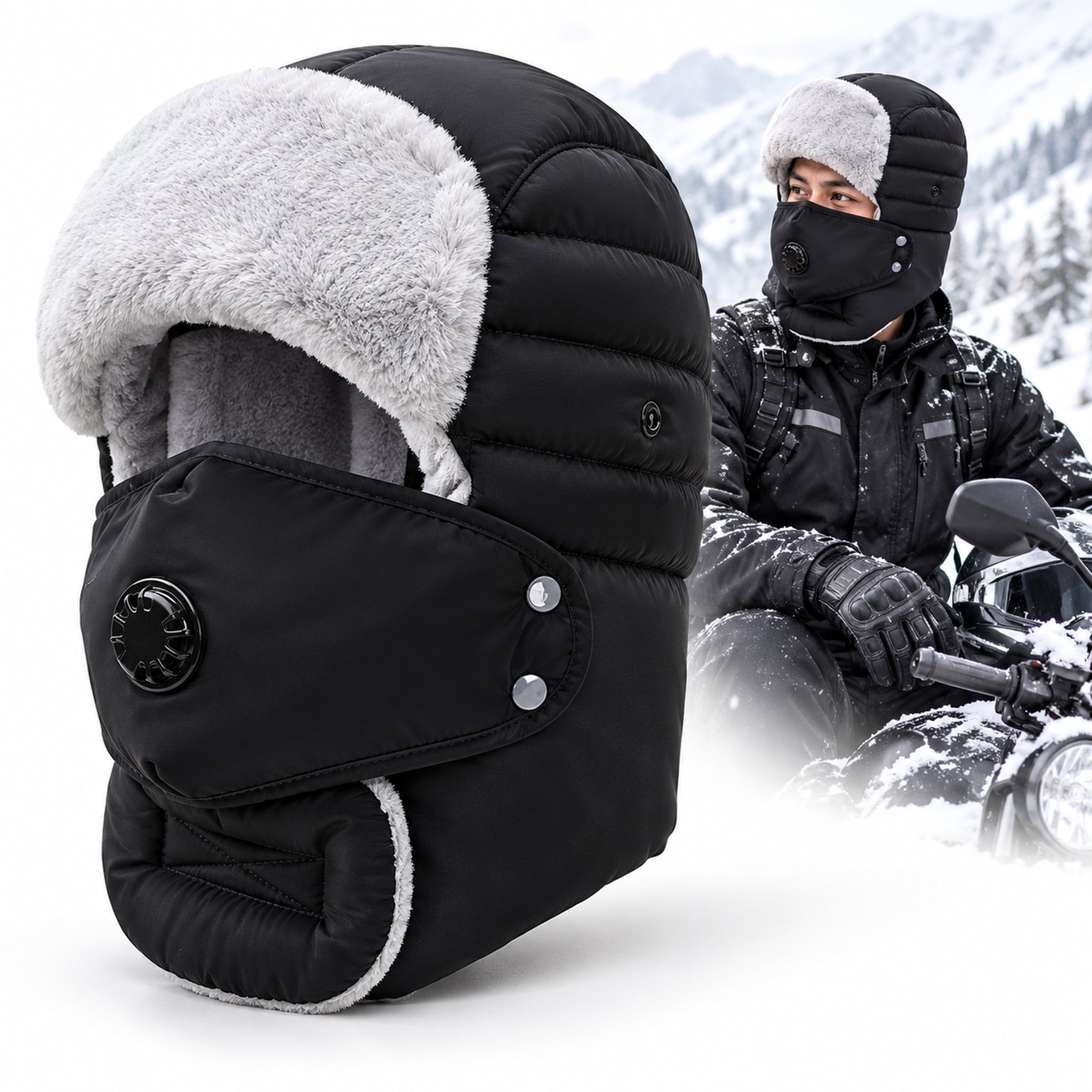Bonnet d'Hiver Imperméable Coupe-Vent avec Cache-Oreilles et Masque - قبعة شتوية مقاومة للماء والرياح مع حماية الأذنين والوجه