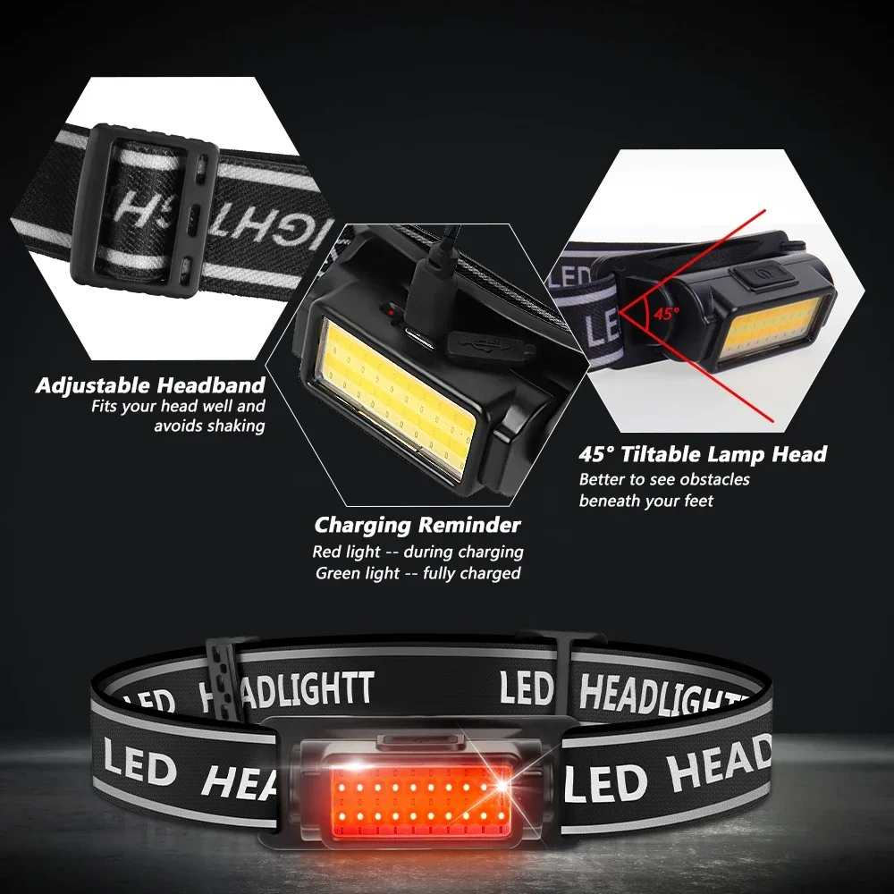 Lampe Frontale LED Rechargeable USB avec Inclinaison et Bandeau Réglables - مصباح رأس قابل للشحن بقوة 1000 لومن - Électronique - صورة 13