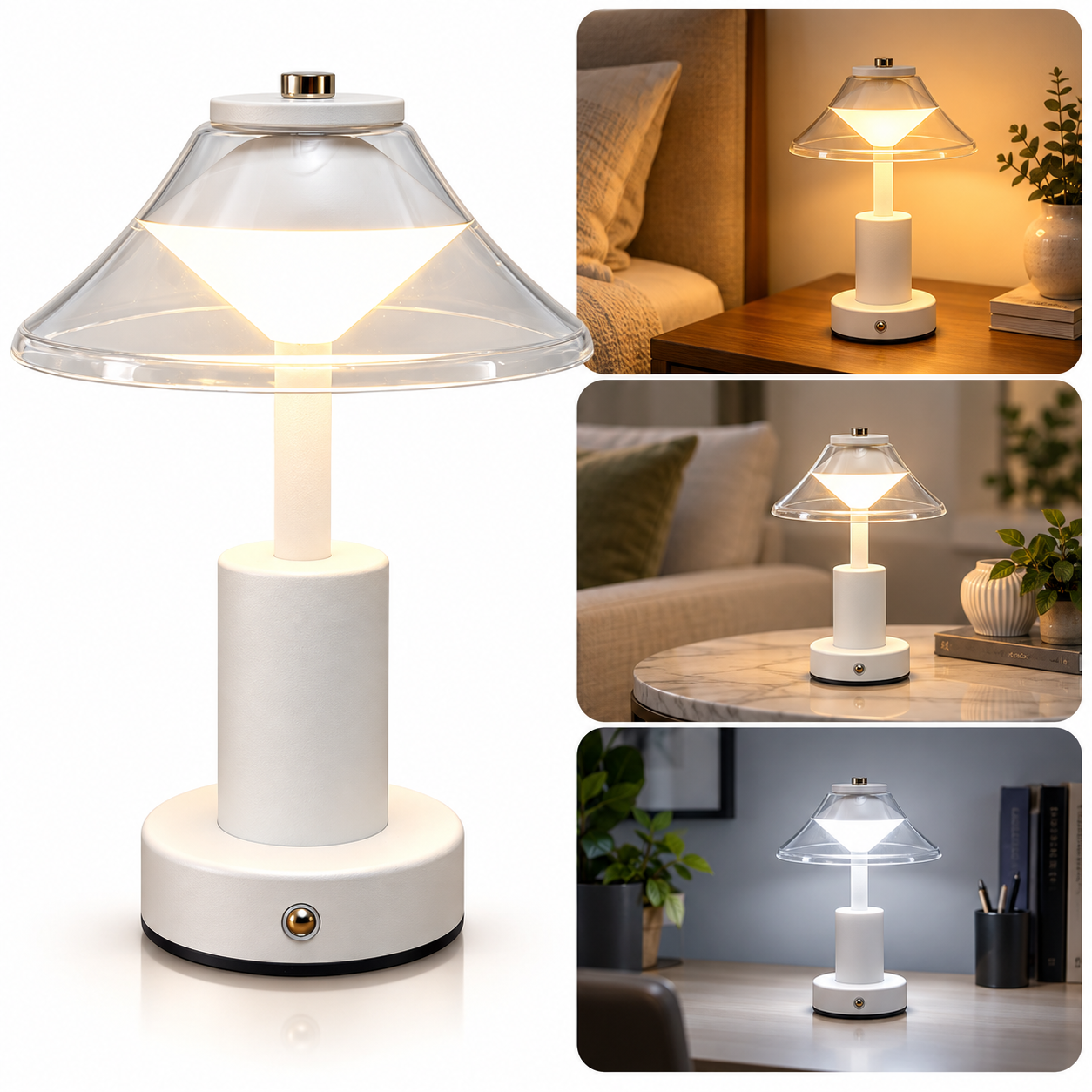 Lampe de Table Sans Fil Rechargeable à LED YLT-5157 - مصباح طاولة لاسلكي ثلاثي الألوان
