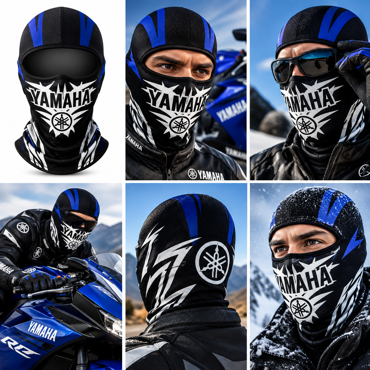 Cagoule Moto Thermique Balaclava Yamaha Black - قناع واقي وجه كامل حراري للدراجات النارية