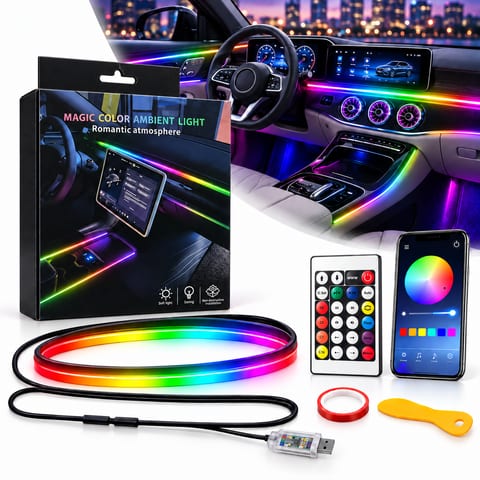 Magic Color Éclairage d'Ambiance LED Intérieur Voiture RGB et Fibre Optique - إضاءة داخلية للسيارة مع ألياف ضوئية