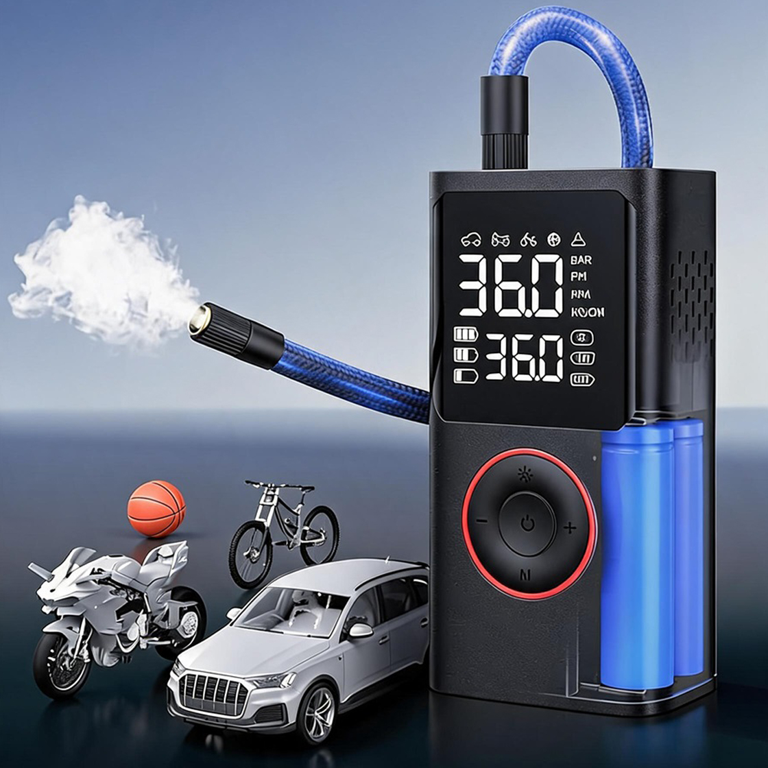 Compresseur à air et Gonfleur de Pneu Portable Sans Fil 150 PSI - مضخة هواء كهربائية لاسلكية للسيارات والدراجات - Accessoires Auto/Moto - صورة 8