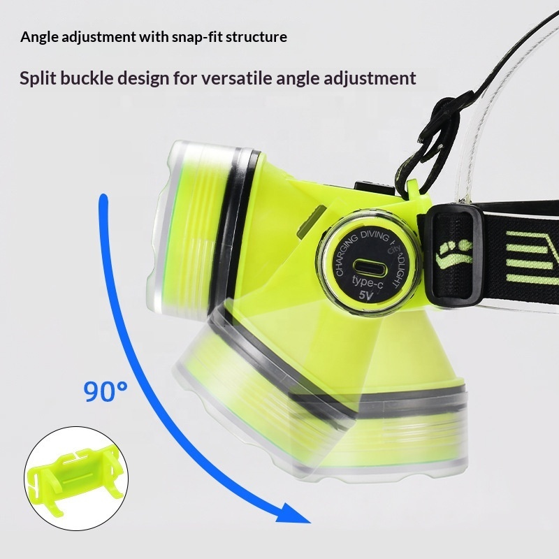 Lampe Frontale de Plongée LED Étanche 15m Distance 350m GM - مصباح رأس مقاوم للماء للغوص حتى عمق 15 متر - صورة 8