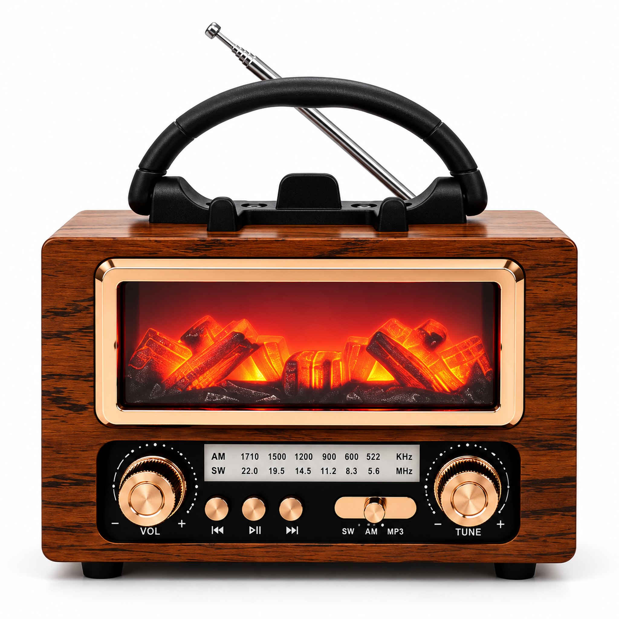 Radio Rétro Bluetooth NS-901BT avec Effet Braises Lumineuses - راديو كلاسيكي بلوتوث بإضاءة الجمر الزخرفية