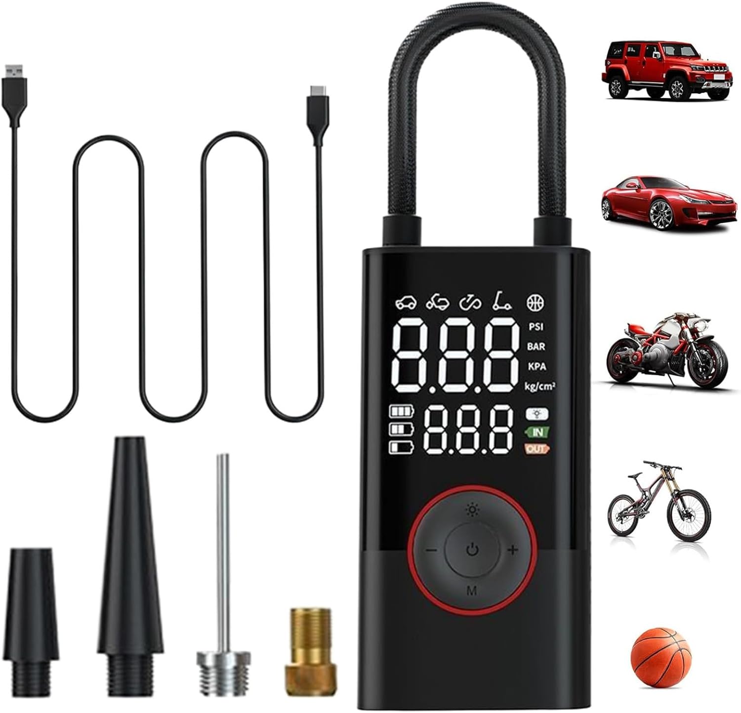 Compresseur à air et Gonfleur de Pneu Portable Sans Fil 150 PSI - مضخة هواء كهربائية لاسلكية للسيارات والدراجات