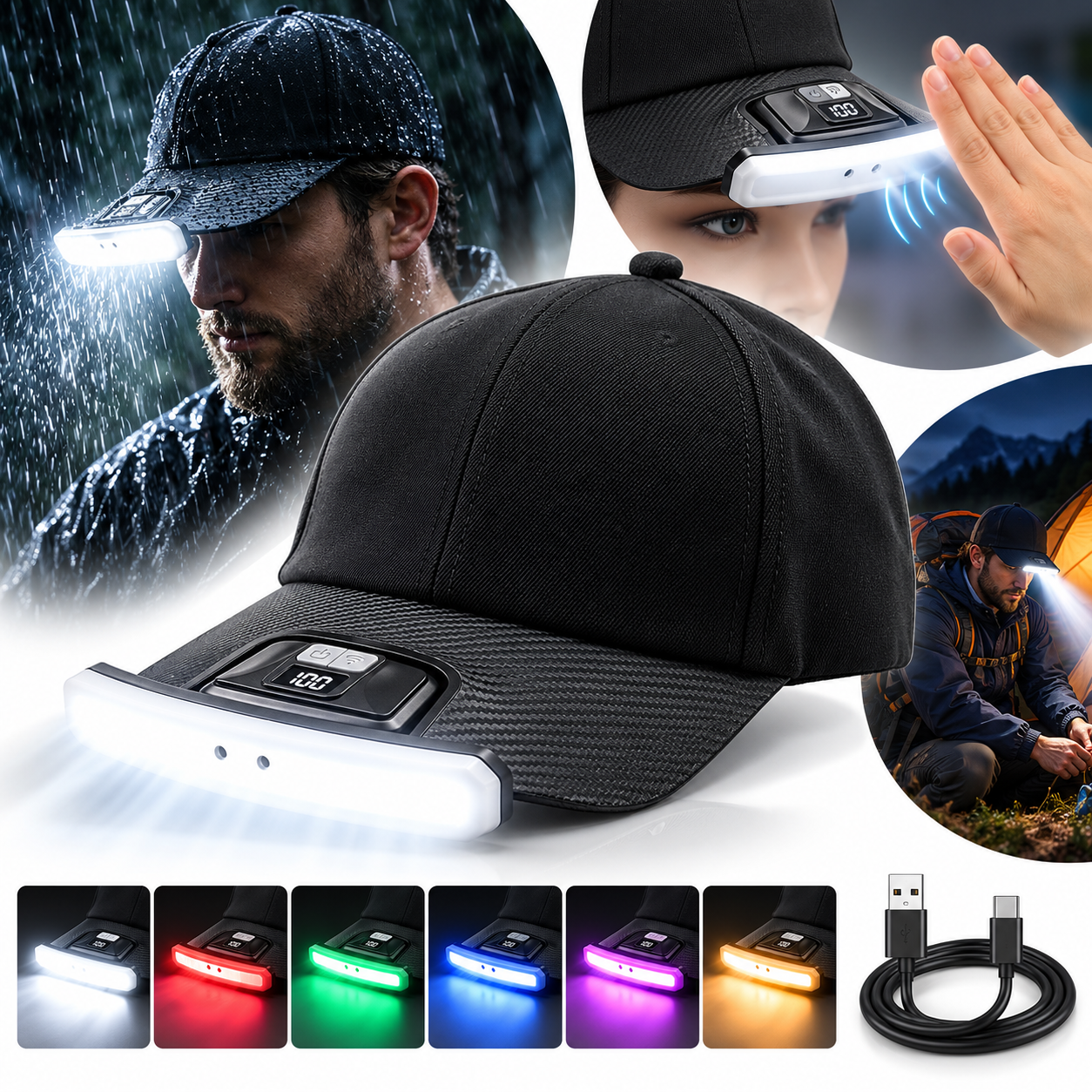 Lampe de Casquette LED avec Détecteur de Mouvement X97 - مصباح قبعة بحساس حركة قابل للشحن