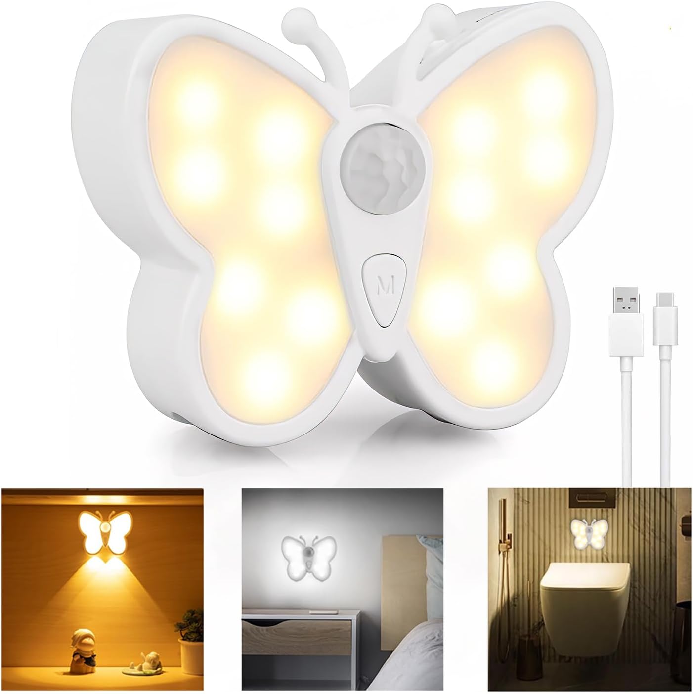 Lampe LED Papillon avec Détecteur de Mouvement Rechargeable USB 1PCS – مصباح فراشة بحساس الحركة قابل للشحن - Décoration - صورة 10