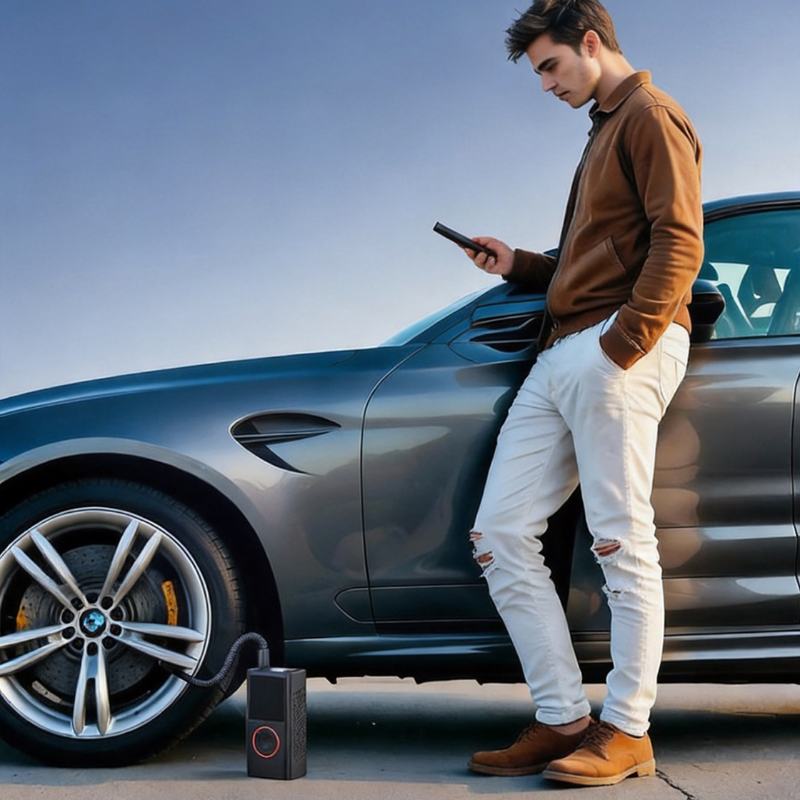Compresseur à air et Gonfleur de Pneu Portable Sans Fil 150 PSI - مضخة هواء كهربائية لاسلكية للسيارات والدراجات - Accessoires Auto/Moto - صورة 13