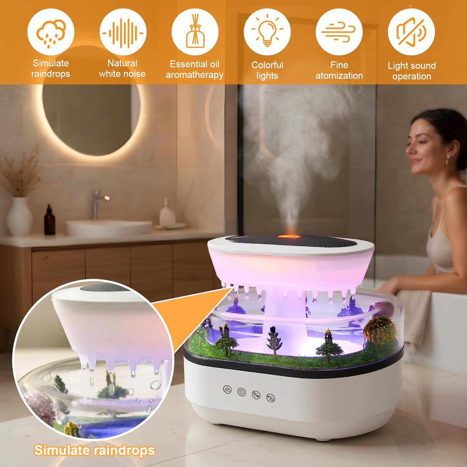 Humidificateur d'Air Effet Gouttes de Pluie et Diffuseur d'Huiles Essentielles - مرطب الهواء بتصميم قطرات المطر ونشر الزيوت العطرية - Maison - صورة 8