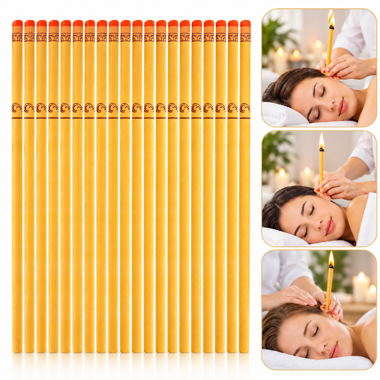 Bougies Auriculaires en Cire Naturelle Pack 20Pcs – شموع الأذن من الشمع الطبيعي