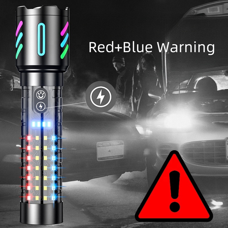 Lampe Torche Tactique LED Rechargeable USB-C - مصباح يدوي تكتيكي فائق السطوع (1000 لومين) مع إضاءة جانبية - Camping et Randonnée - صورة 10