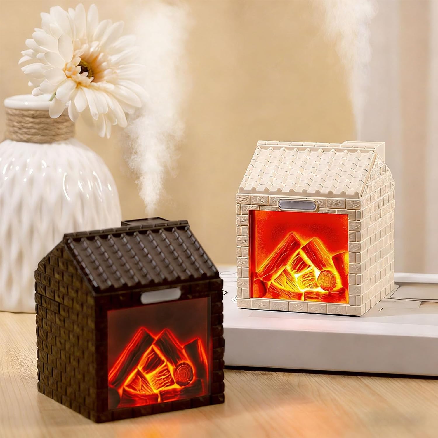 Mini Humidificateur d'Air Effet Flamme de Cheminée - مرطب ومطري جو مكتبي صغير بتأثير لهب النار