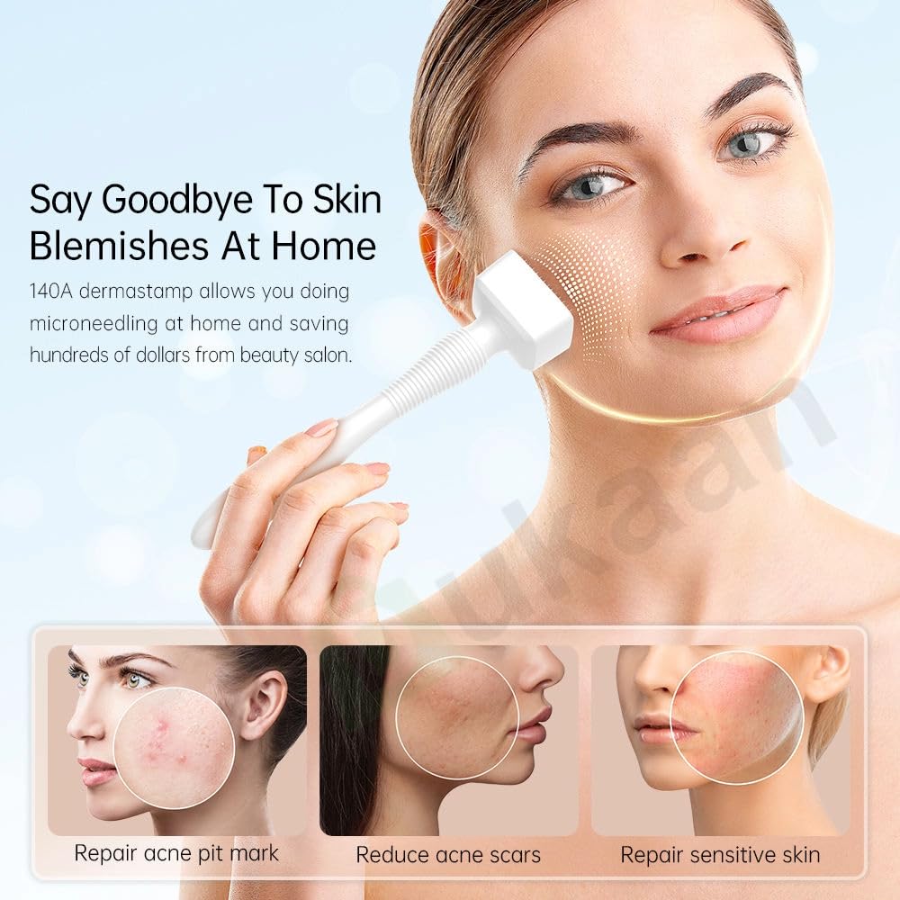 Derma Stamp Professional ديرما ستامب بإبر تيتانيوم قابلة للتعديل 0–3 مم | 140 إبرة للشعر واللحية والبشرة