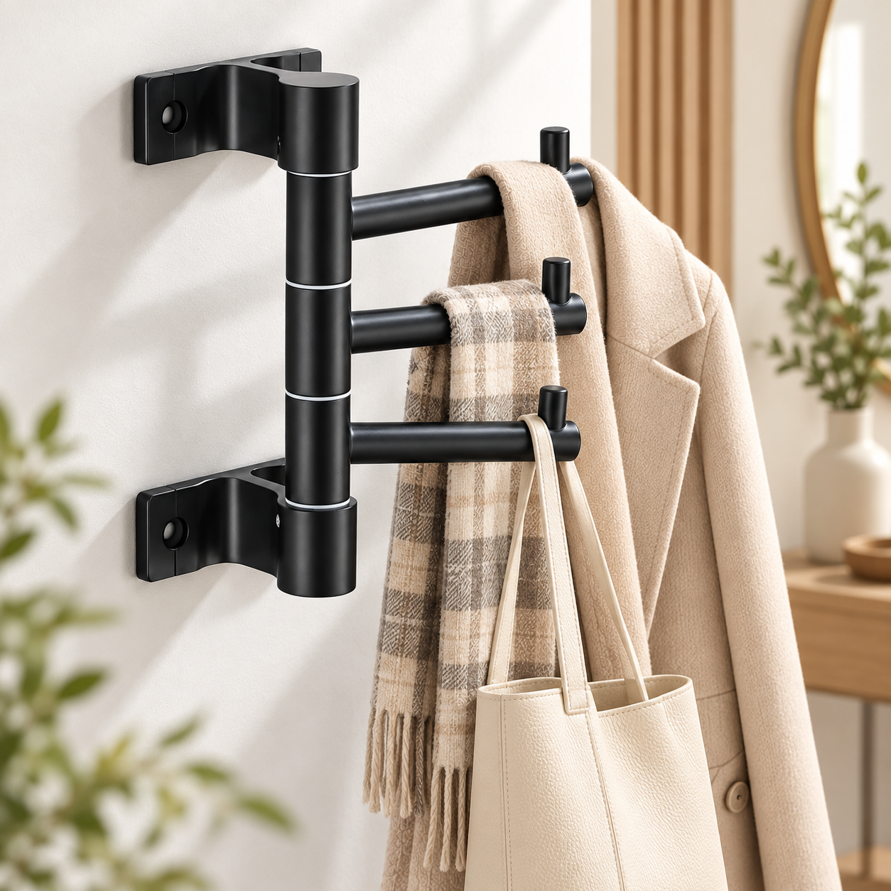 Porte-Serviettes Mural Pivotant 3 Bras Supporte 6KG - علاقة مناشف جدارية دوارة 3 أذرع - Maison - صورة 7