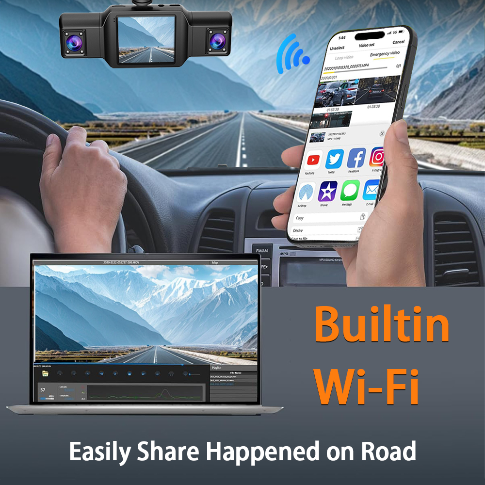 Caméra Dashcam 4 Canaux Enregistreur de Conduite Multi-Angles WiFi - كاميرا قيادة 4 قنوات مع واي فاي وتغطية شاملة للسيارة - Accessoires Auto/Moto - صورة 8