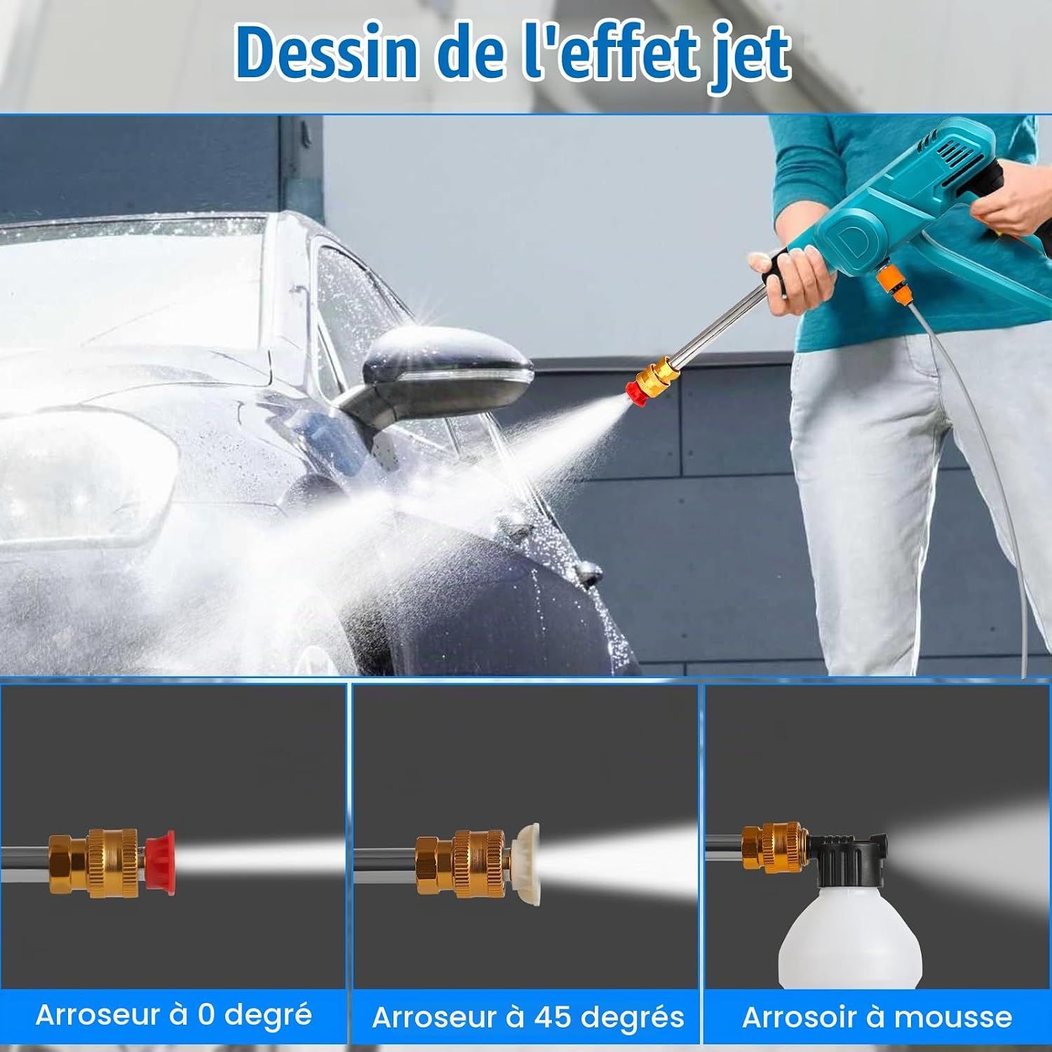 Nettoyeur Haute Pression Sans Fil 30 Bar et Pistolet de Lavage Auto et Deux Batteries - جهاز غسيل ضغط عالي لاسلكي 30 بار مع بطاريتين - Outillage et Bricolage - صورة 8