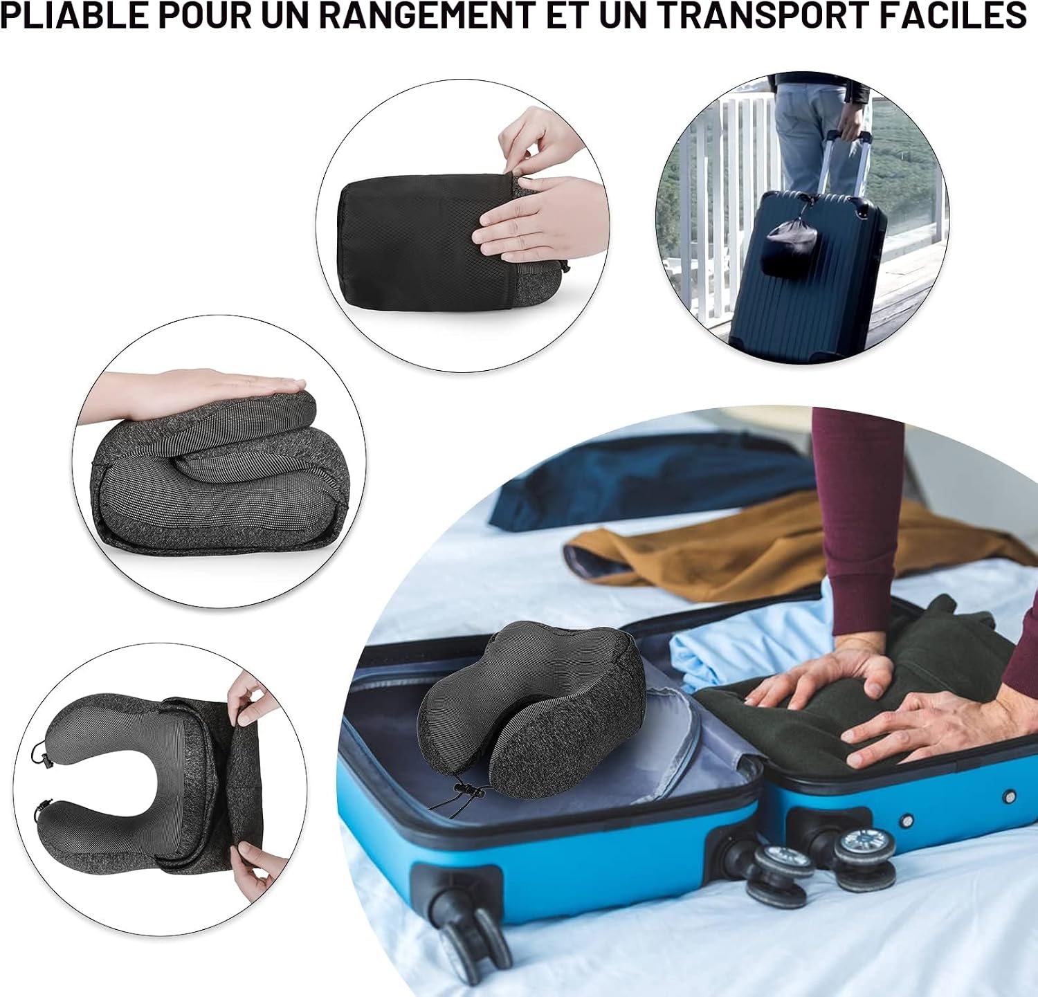 Coussin de Voyage en Mousse à Mémoire de Forme avec Capuche - وسادة سفر طبية بميموري فوم وغطاء رأس