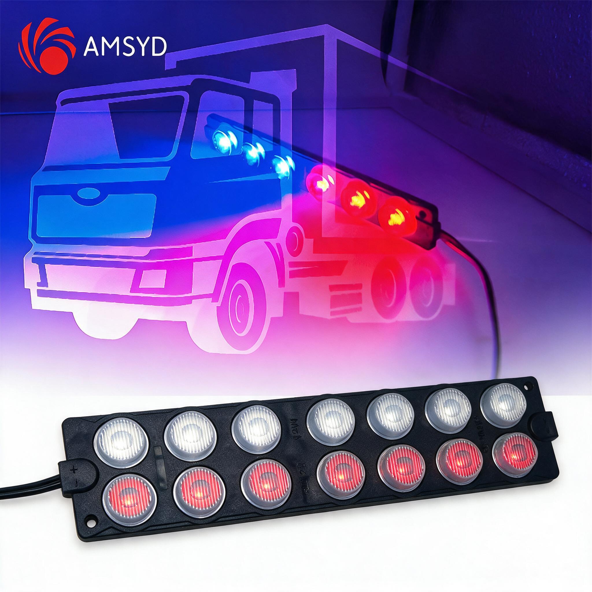 Feux stroboscopiques 12LED 12-24V 2 Couleur pour Véhicules et Camions 1Pcs - شريط إضاءة تحذيري مدمج للسيارات والشاحنات