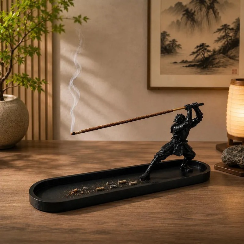Porte-Encens Samurai Japonais avec Bac Récupérateur de Cendres - حامل بخور ساموراي ياباني مع صينية لجمع الرماد - Décoration - صورة 10