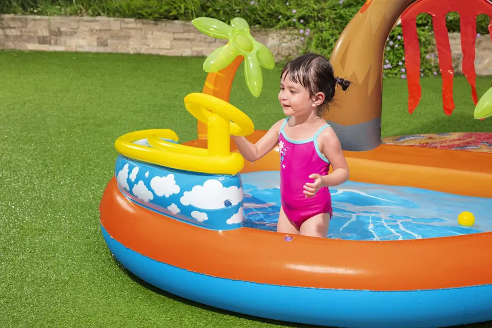 Air de Jeux Gonflable Bestway 53069 Lava Lagoon Toboggan Amovible et Fontaine à Eau - مركز الألعاب المائي المتكامل للأطفال - Vacance & Loisir - صورة 6