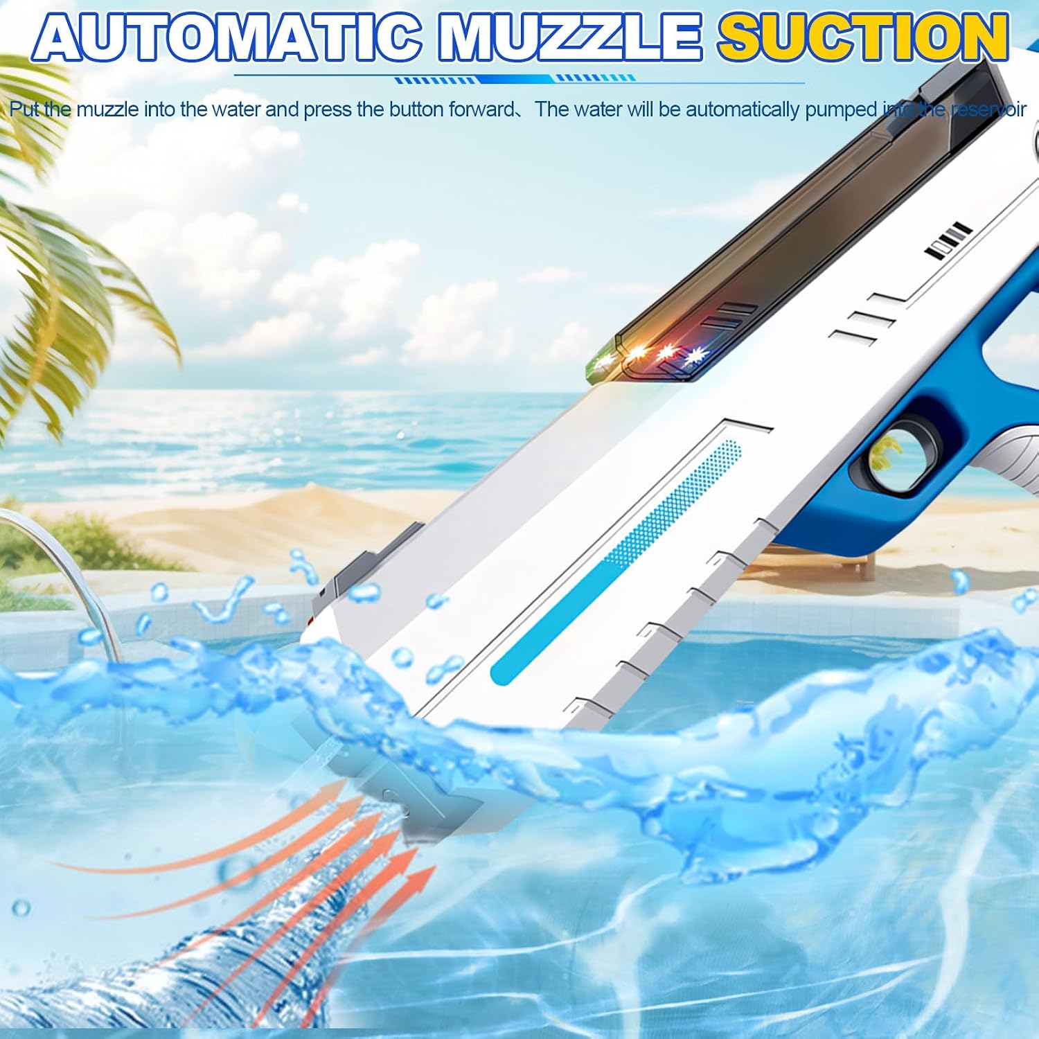 Pistolet à Eau Électrique Automatique Recharge Rapide Portée Longue Distance (8-10m) - مسدس الماء الكهربائي أوتوماتيكي التعبئة وبعيد المدى - Jouet & Gaming - صورة 3