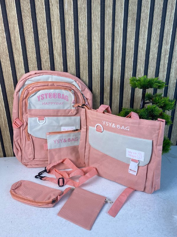 Sac à Dos Multifonctionnel Kawaii Grand Volume Imperméable et Résistant 5Pcs Rose SACKDS10RS - حقيبة ظهر بعدة قطع بتصميم كاوايي - Sac à dos et Mode - صورة حقيقية 5