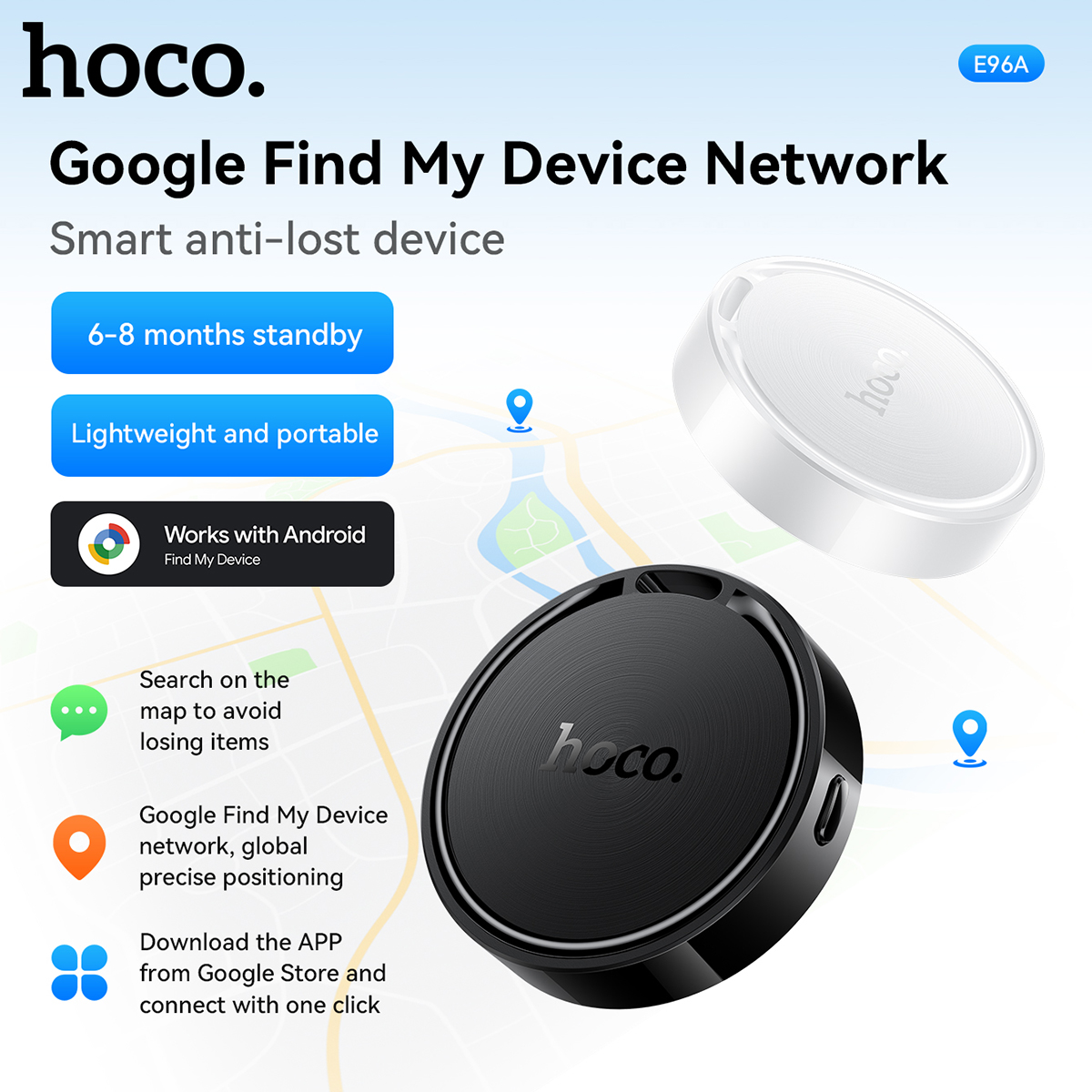Traceur Intelligent HOCO E96A Android Localisateur Bluetooth via Réseau Google Find My Device - جهاز التتبع ومحدد المواقع الذكي لهواتف أندرويد - Électronique - صورة 3