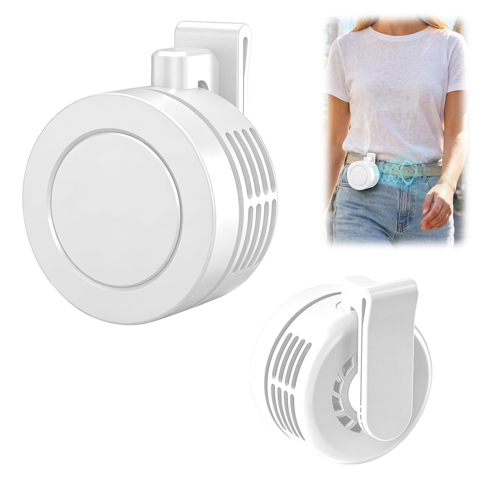 Mini Ventilateur Rechargeable USB-C Clip Orientable 360° avec 3 Vitesses - مروحة حزام صغيرة محمولة وبدون شفرات مع مشبك دوار - Vacance & Loisir - صورة 9