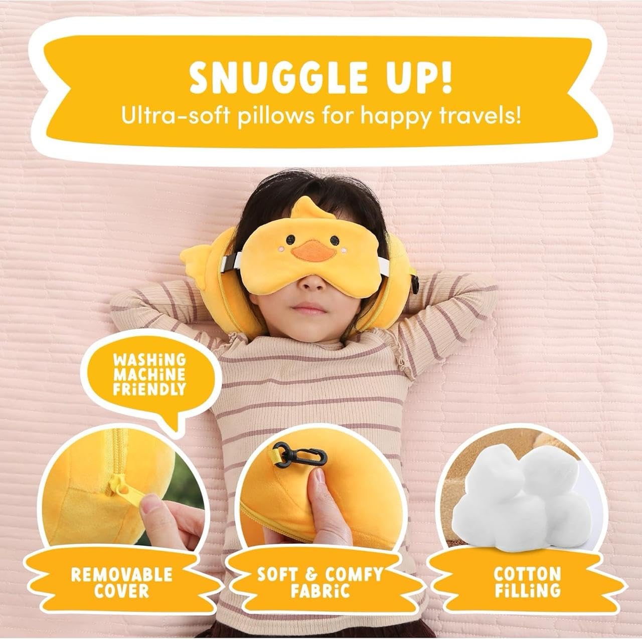 Kit de Voyage Confort 2en1 Oreiller Cervical en Mousse à Mémoire de Forme et Masque de Nuit Peluche - طقم السفر المريح وسادة رقبة ميموري فوم مع قناع نوم - Vacance & Loisir - صورة 4