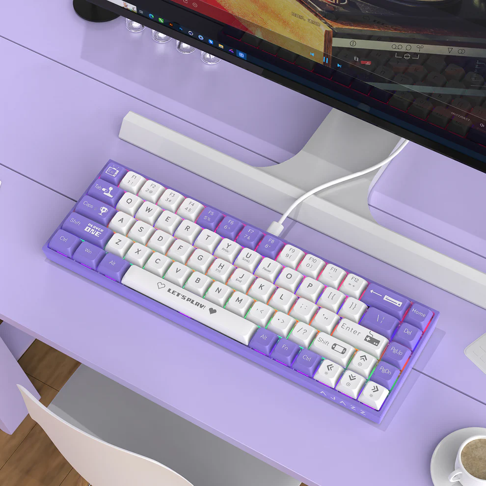 Clavier Mécanique Gaming 65% Compact Filaire avec Hotswap et Rétroéclairage Rainbow - لوحة مفاتيح ميكانيكية - صورة 12